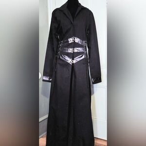 *Vintage* Redballs Black Tri-Buckle Trench Coat Pleather - Size M - *RARE FIND*